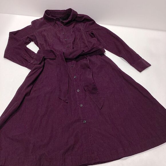 Talbots Cordory Button Front Dress Maxi Eggplant Size 8 - Picture 1 of 15